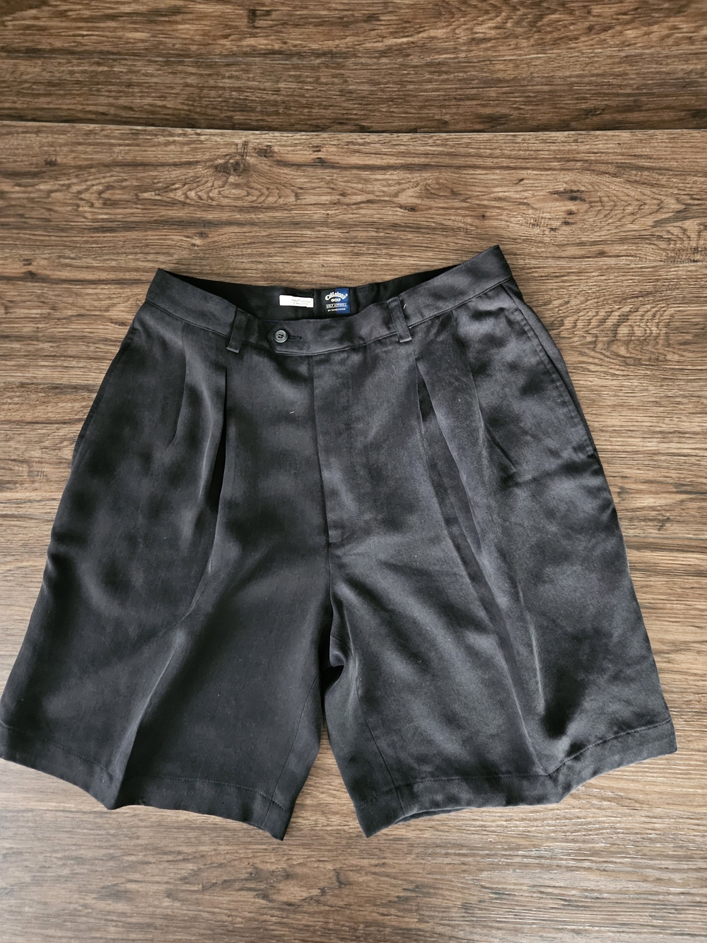 Callaway Golf by Nordstrom Black Tencel Pleated Shorts 35